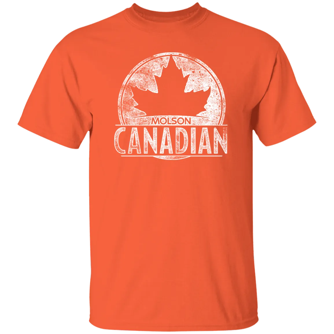 Molson Canadian Beer T-shirt Distressed Worn Label Pattern