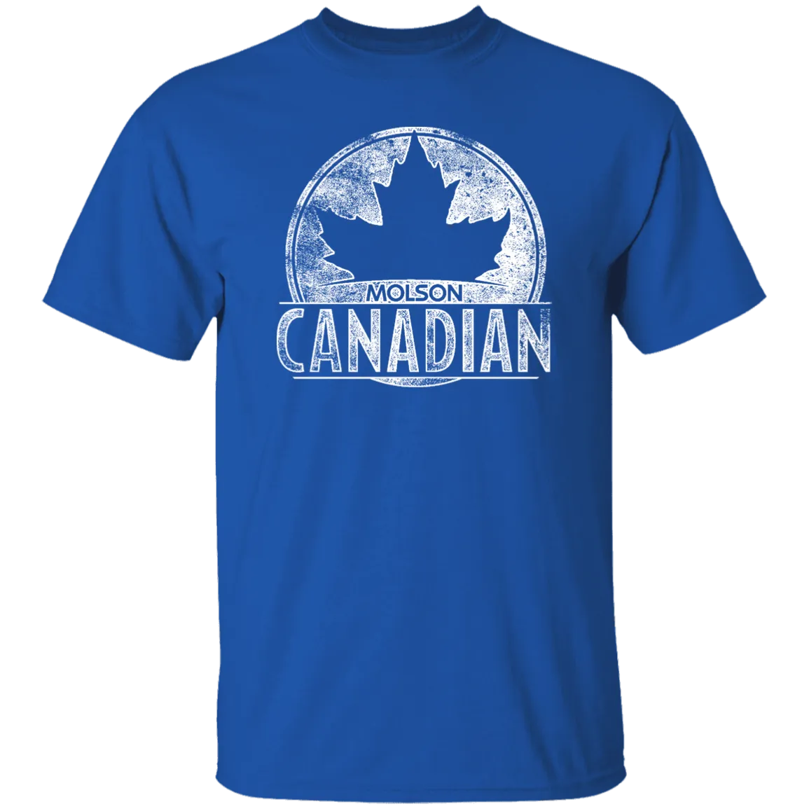Molson Canadian Beer T-shirt Distressed Worn Label Pattern