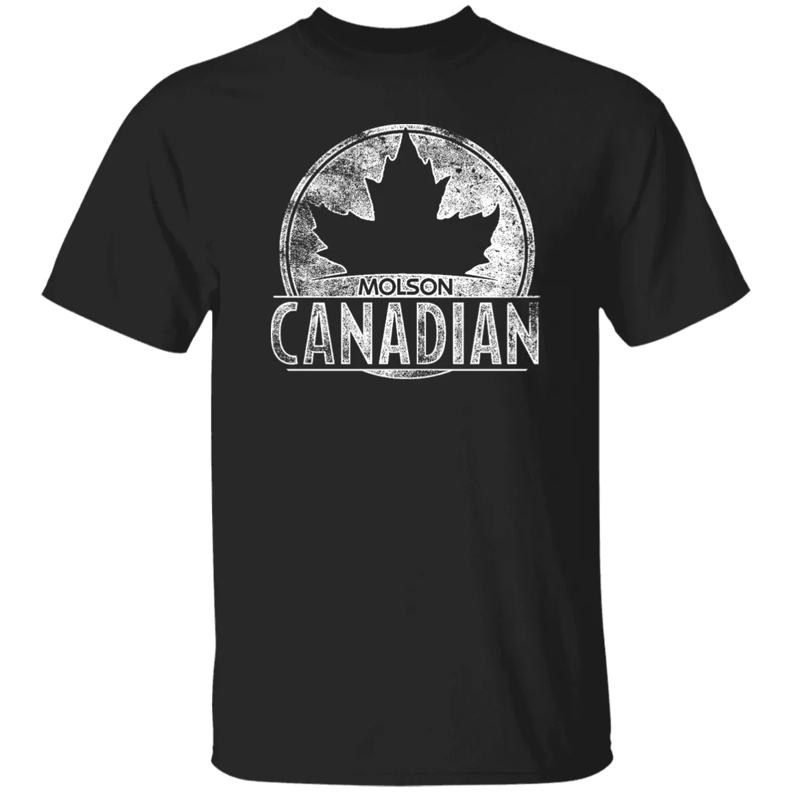 Molson Canadian Beer T-shirt Distressed Worn Label Pattern