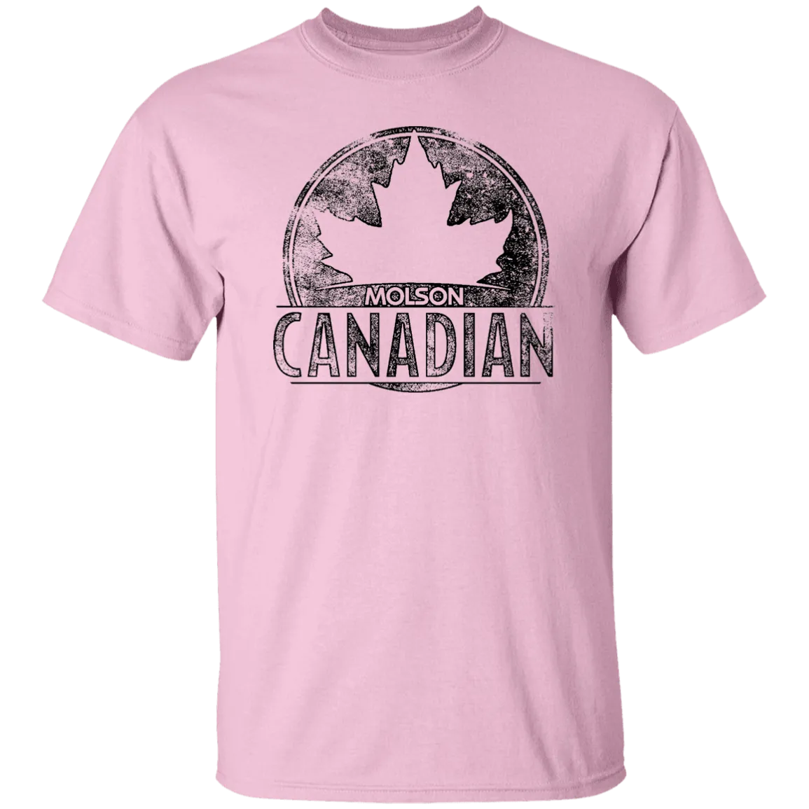 Molson Canadian Beer T-shirt Distressed Worn Label Pattern
