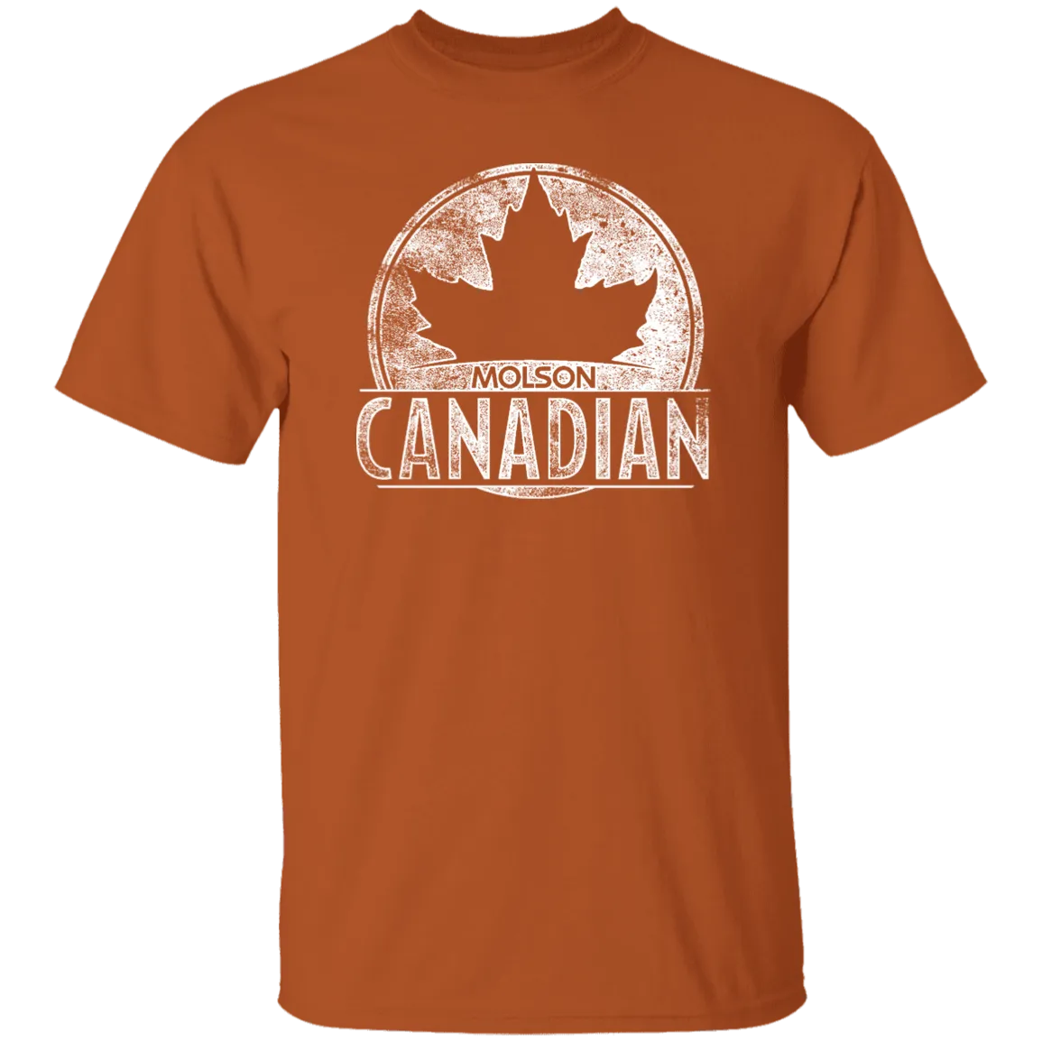 Molson Canadian Beer T-shirt Distressed Worn Label Pattern