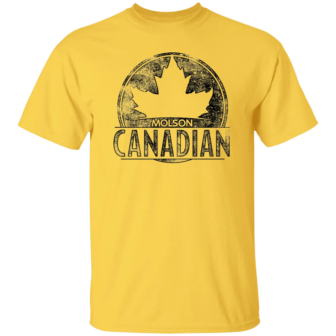 Molson Canadian Beer T-shirt Distressed Worn Label Pattern