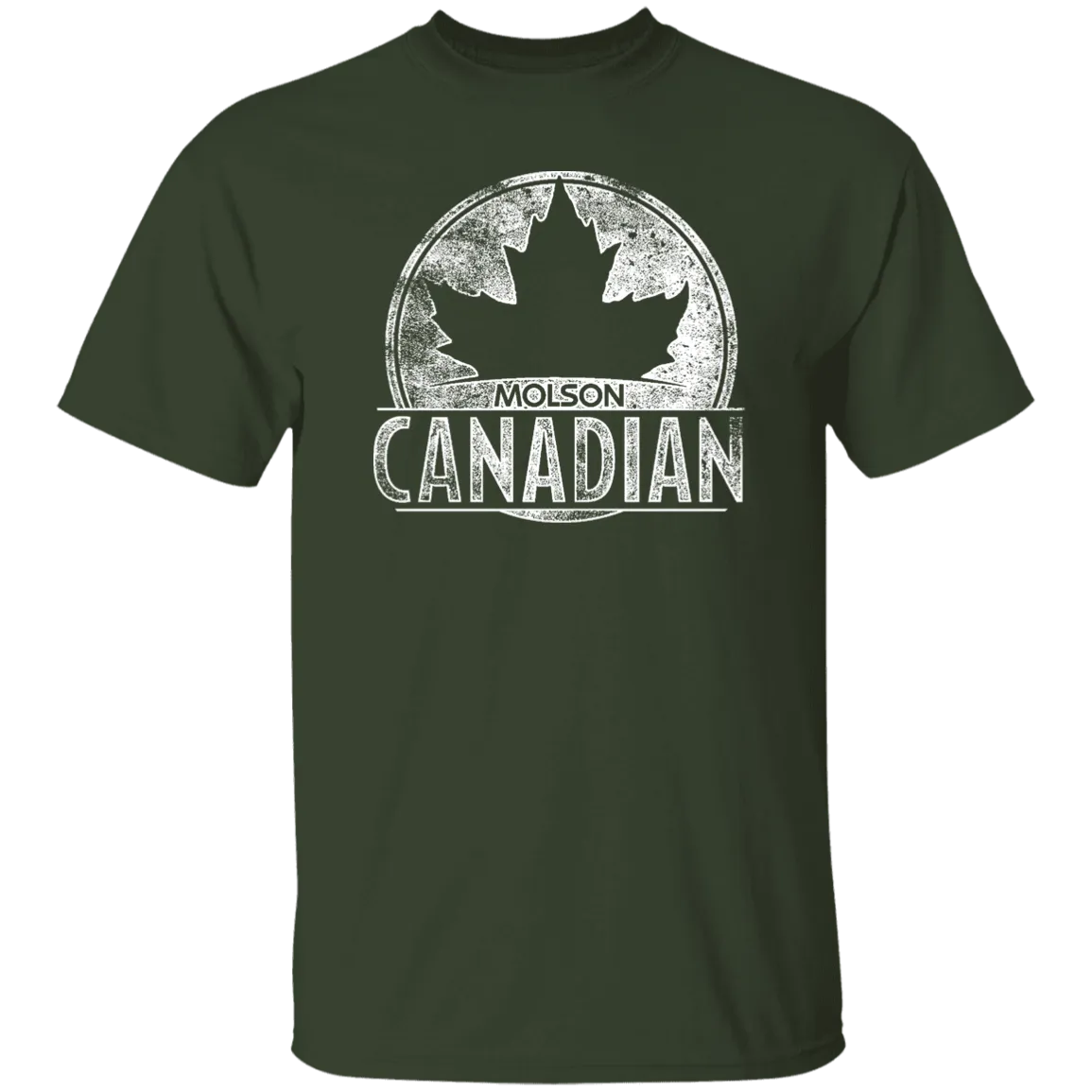 Molson Canadian Beer T-shirt Distressed Worn Label Pattern