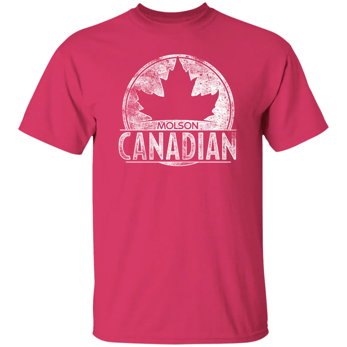 Molson Canadian Beer T-shirt Distressed Worn Label Pattern