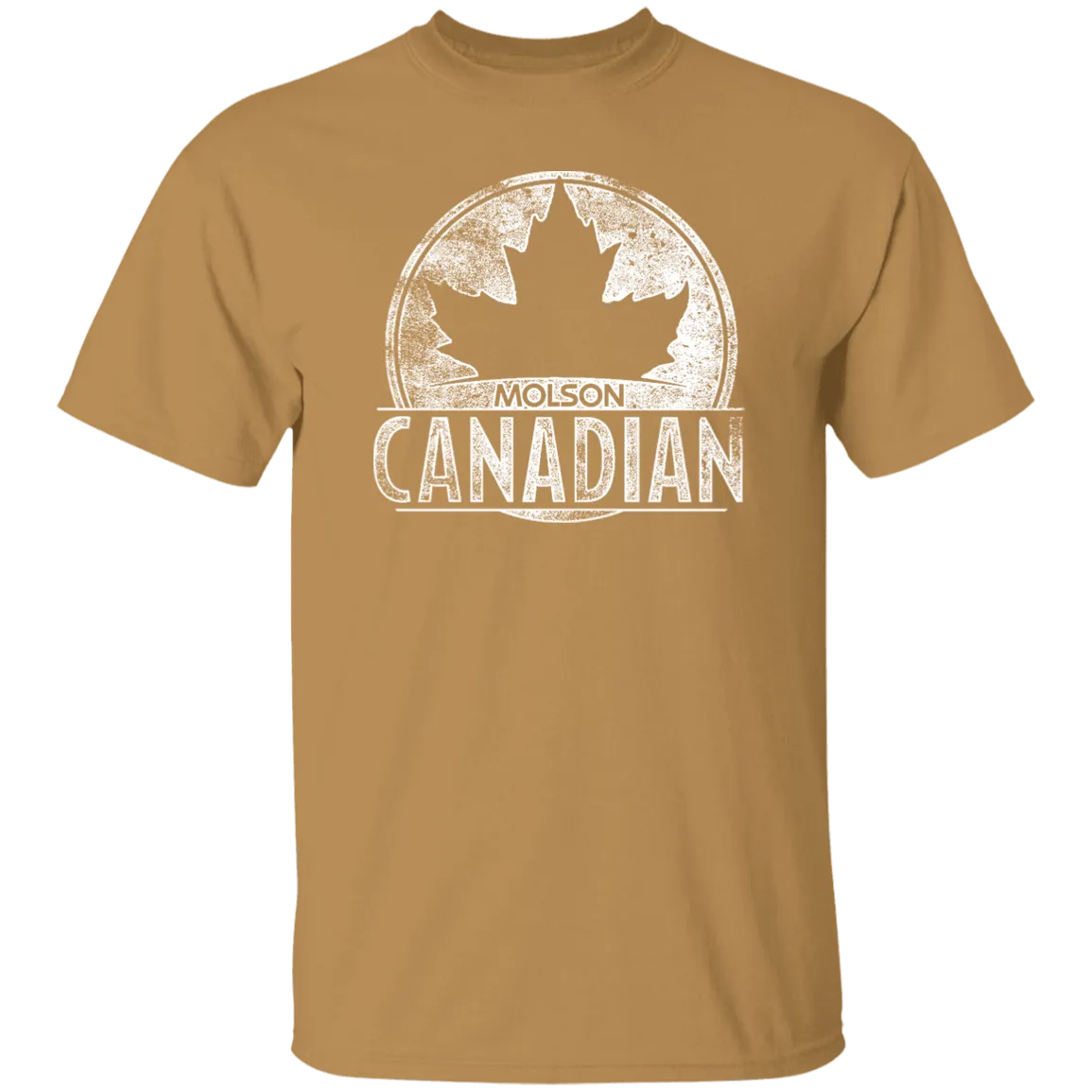 Molson Canadian Beer T-shirt Distressed Worn Label Pattern