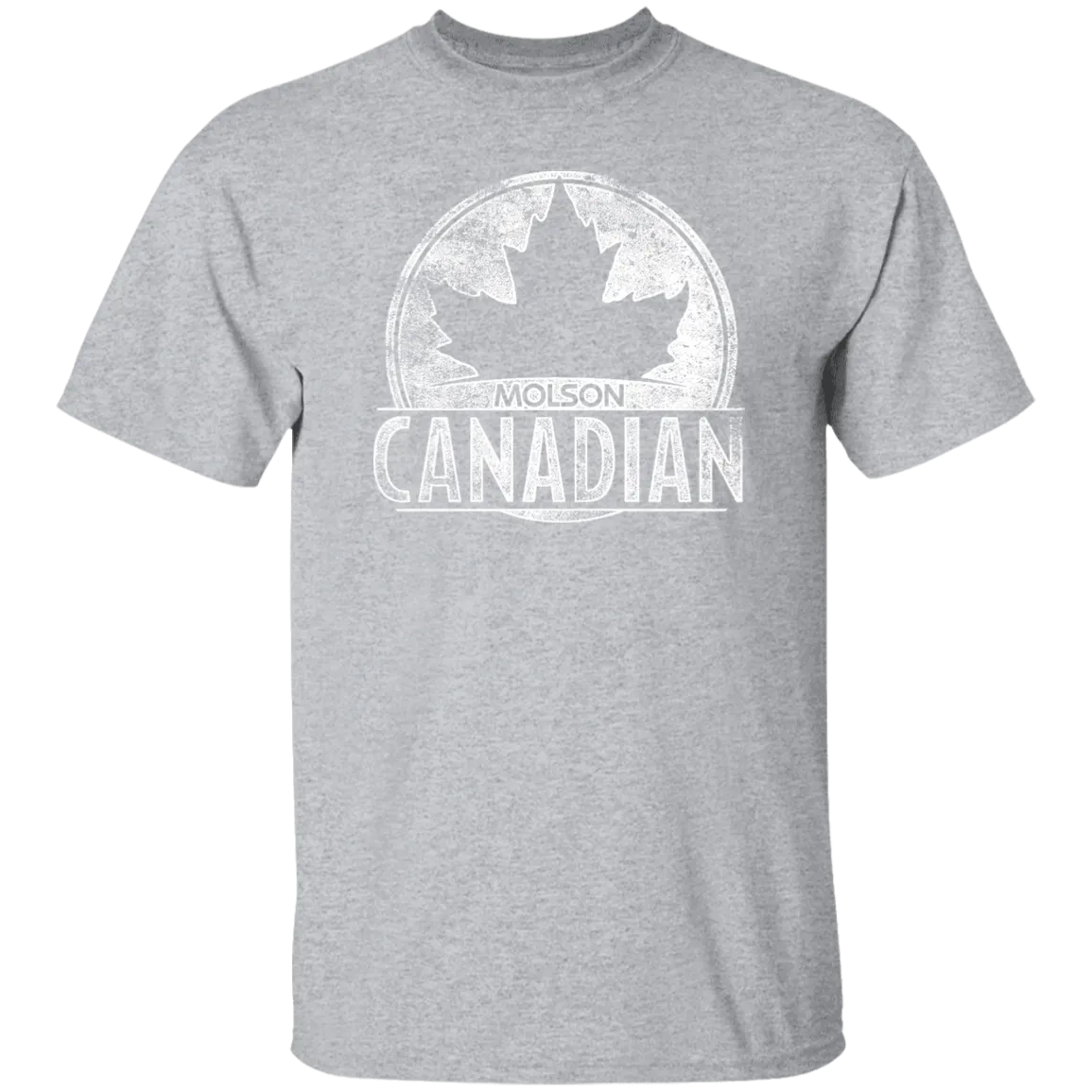 Molson Canadian Beer T-shirt Distressed Worn Label Pattern
