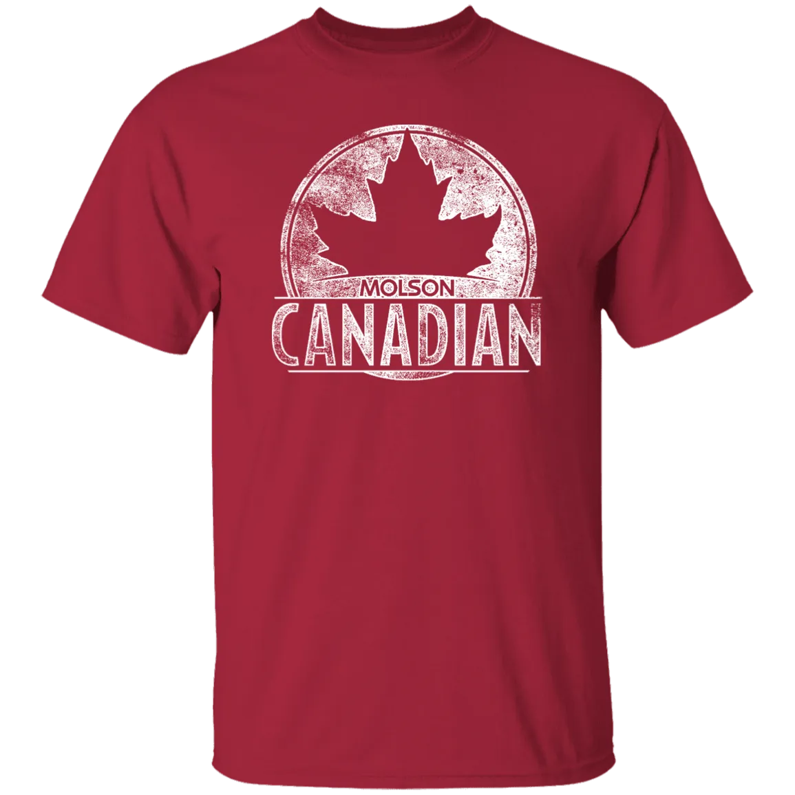 Molson Canadian Beer T-shirt Distressed Worn Label Pattern