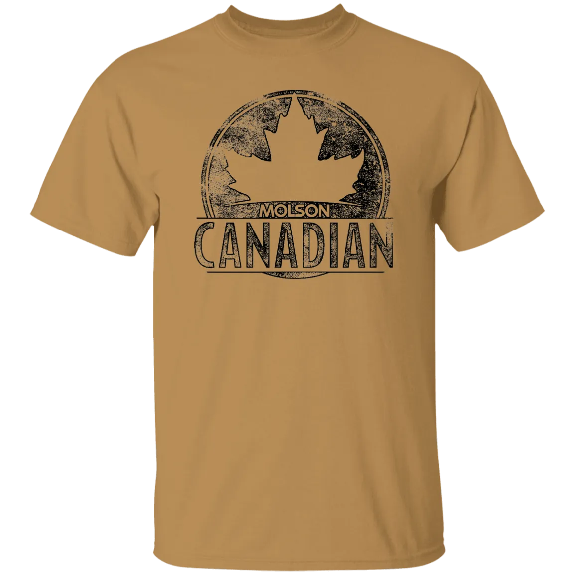 Molson Canadian Beer T-shirt Distressed Worn Label Pattern