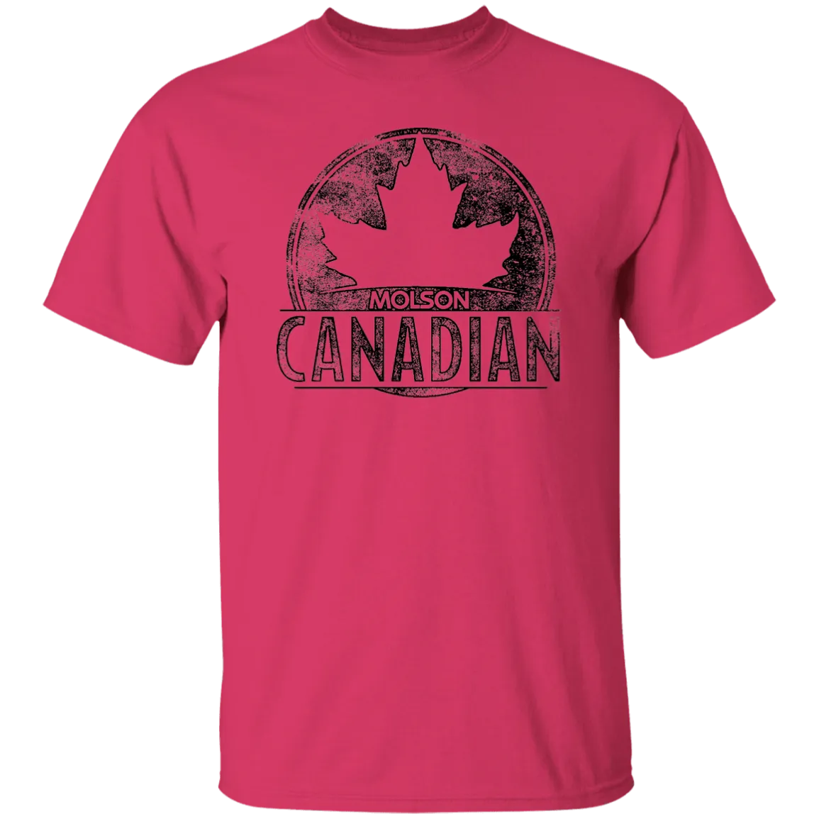Molson Canadian Beer T-shirt Distressed Worn Label Pattern