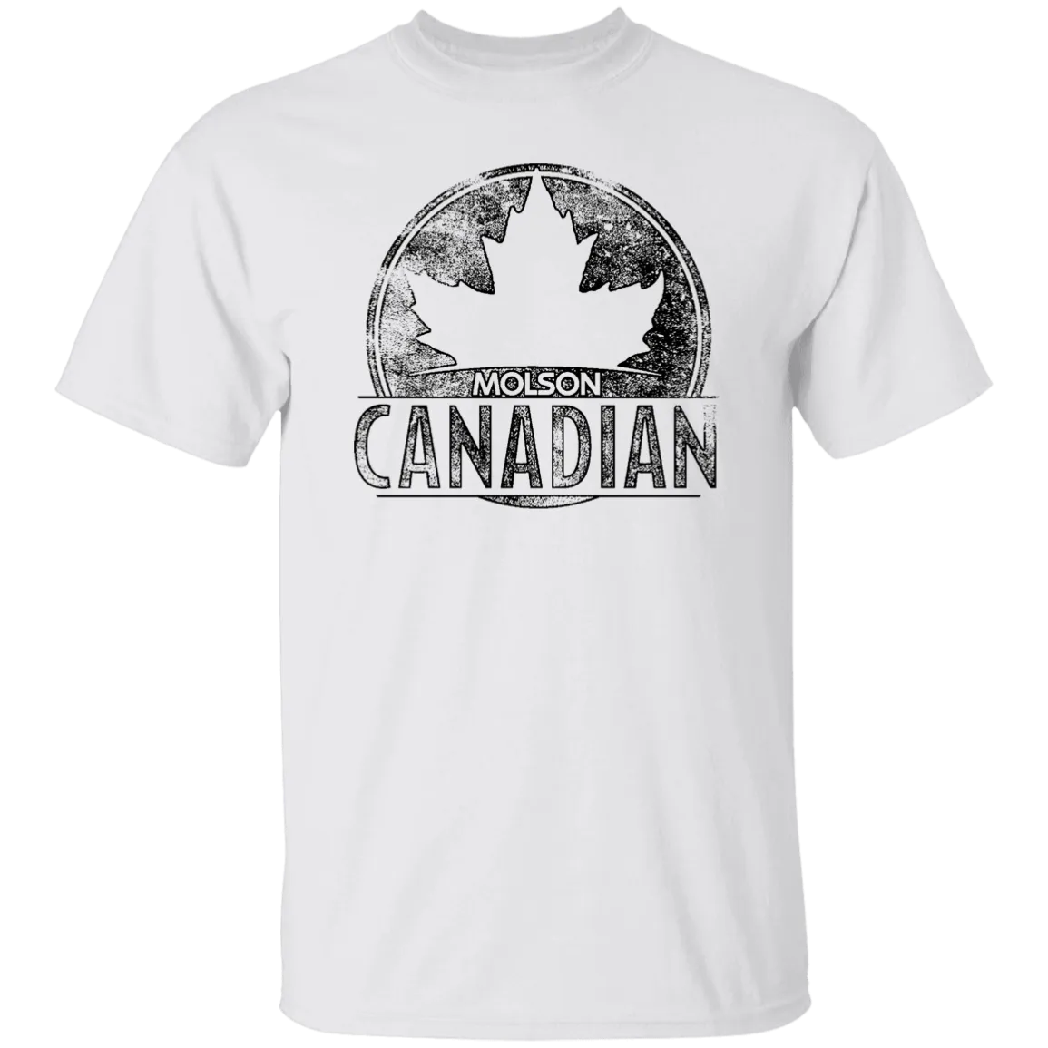 Molson Canadian Beer T-shirt Distressed Worn Label Pattern