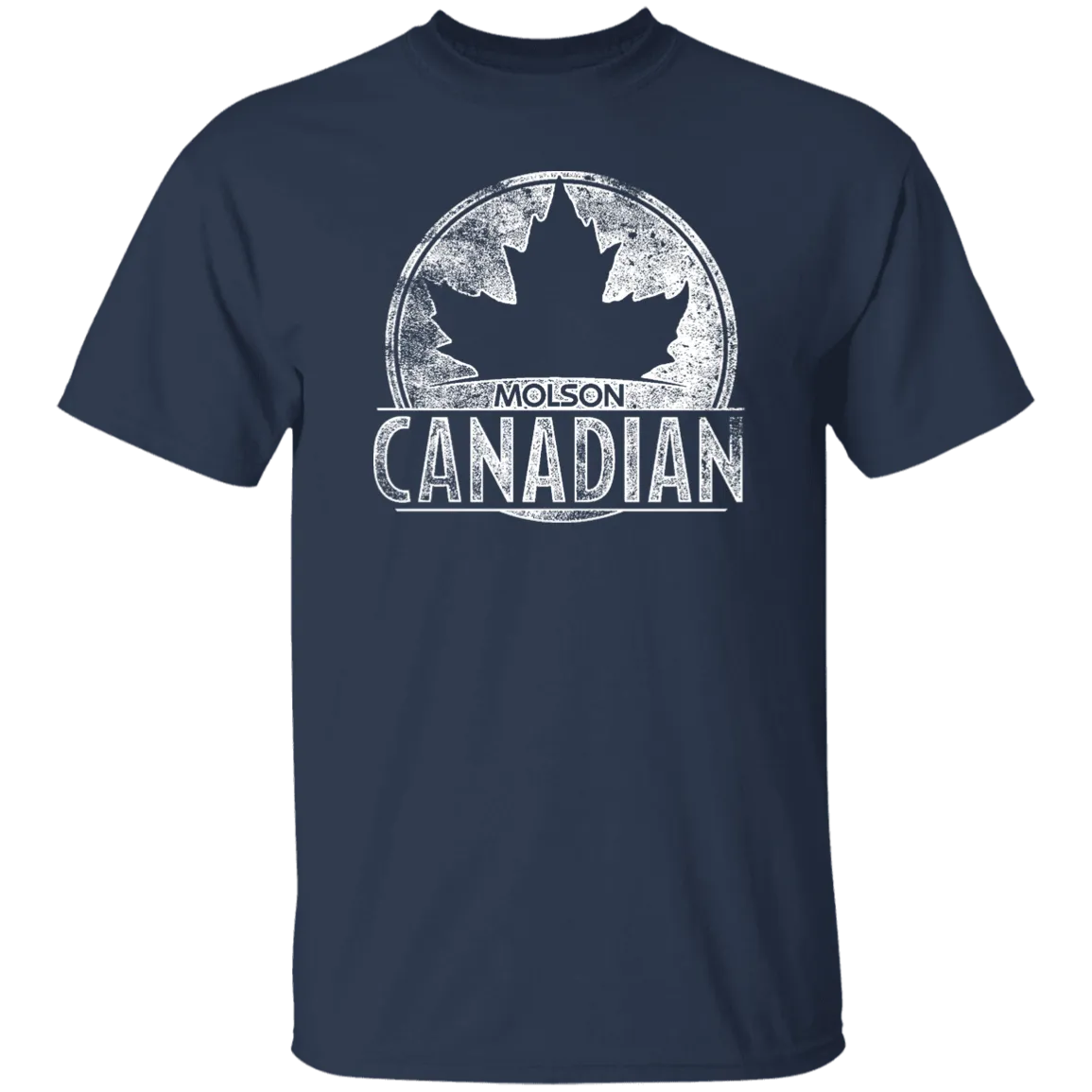 Molson Canadian Beer T-shirt Distressed Worn Label Pattern