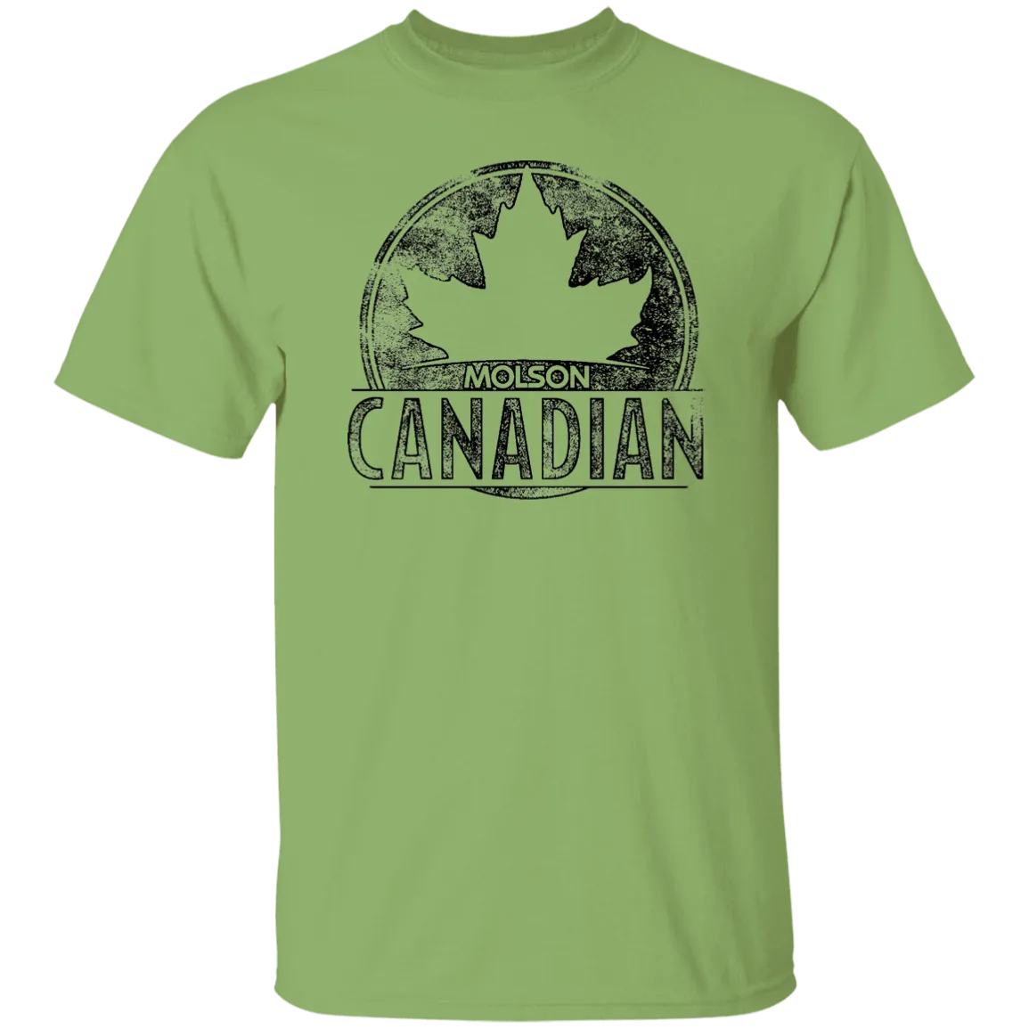 Molson Canadian Beer T-shirt Distressed Worn Label Pattern