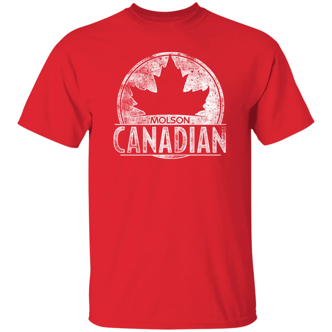 Molson Canadian Beer T-shirt Distressed Worn Label Pattern