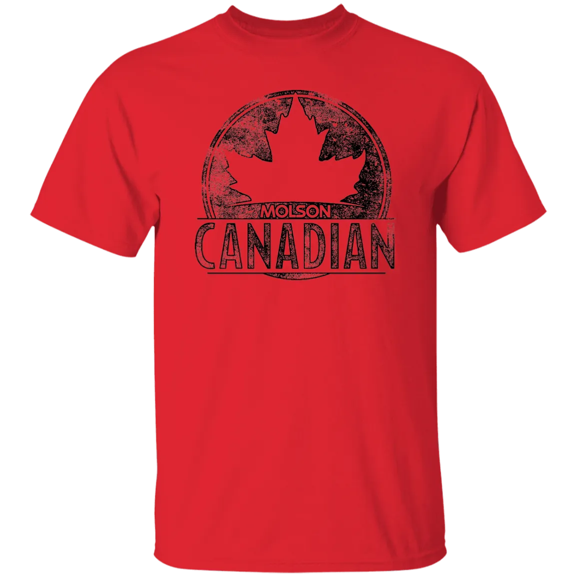 Molson Canadian Beer T-shirt Distressed Worn Label Pattern