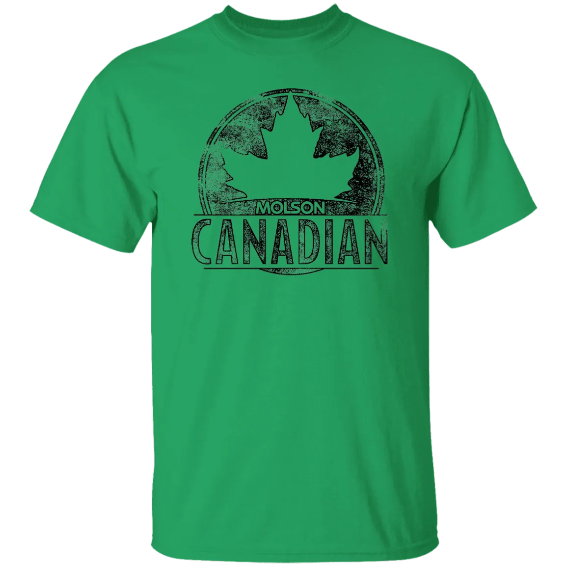 Molson Canadian Beer T-shirt Distressed Worn Label Pattern