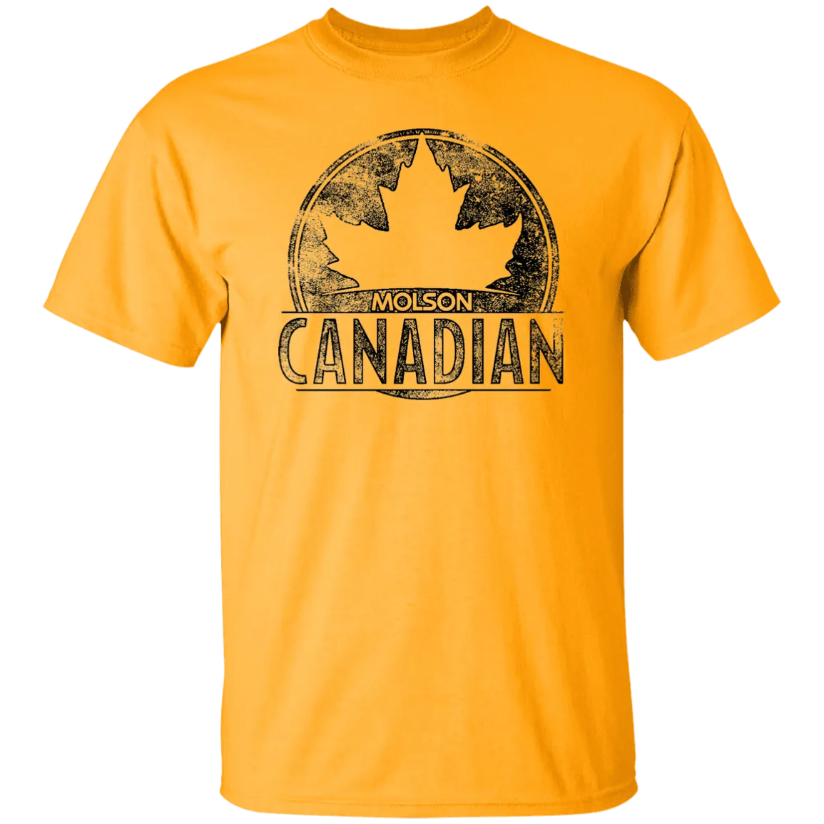 Molson Canadian Beer T-shirt Distressed Worn Label Pattern
