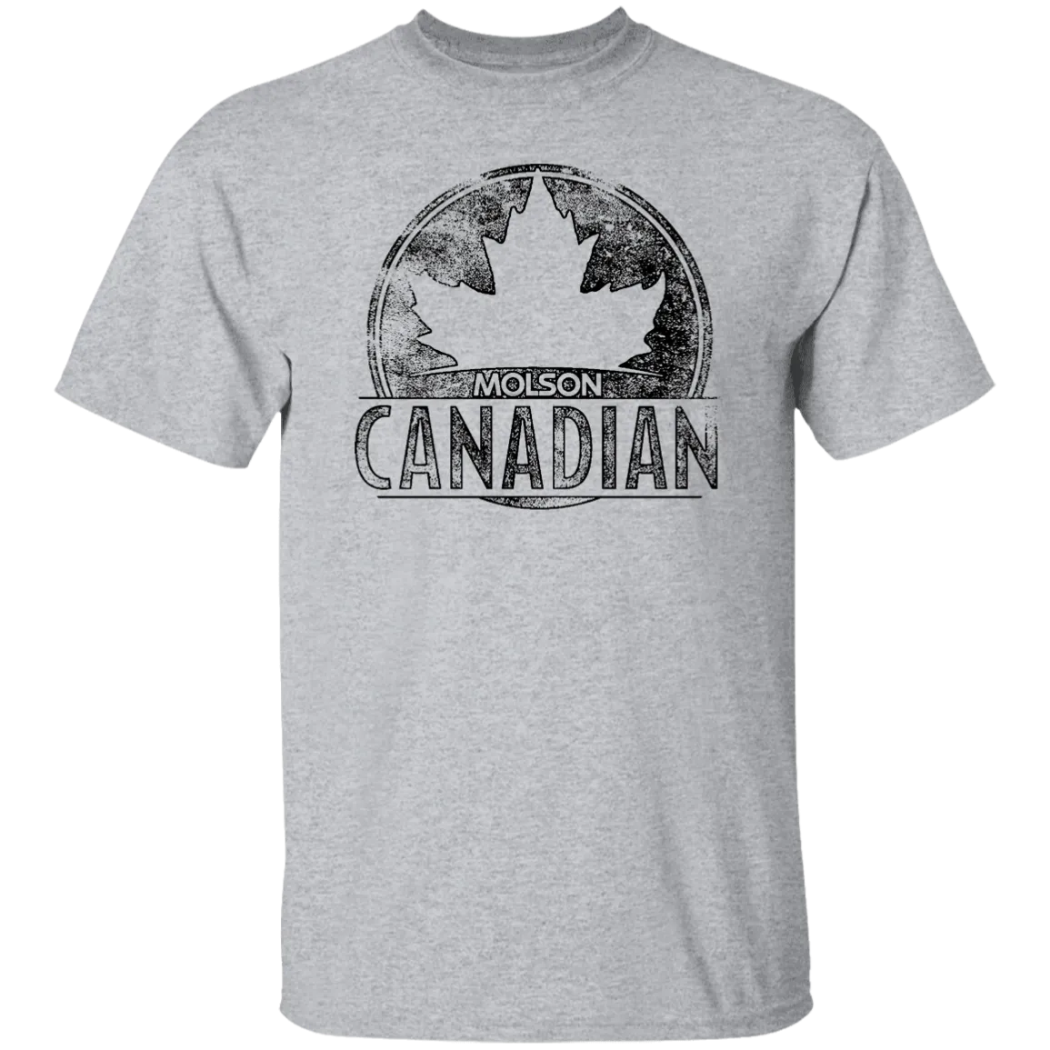 Molson Canadian Beer T-shirt Distressed Worn Label Pattern