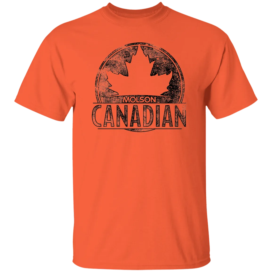 Molson Canadian Beer T-shirt Distressed Worn Label Pattern