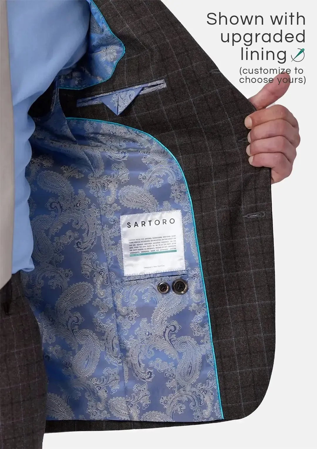 Montauk Cedar Brown Flannel Windowpane Suit