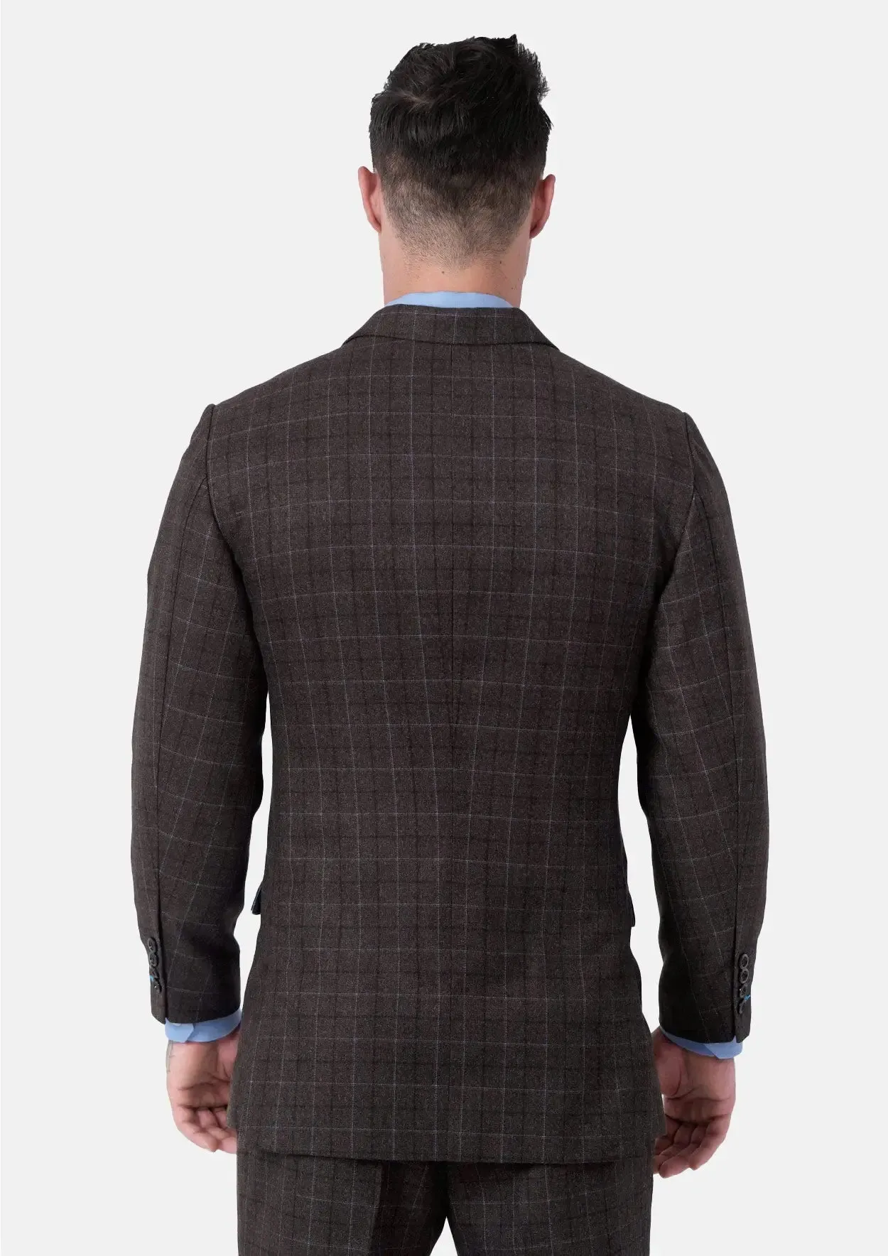 Montauk Cedar Brown Flannel Windowpane Suit