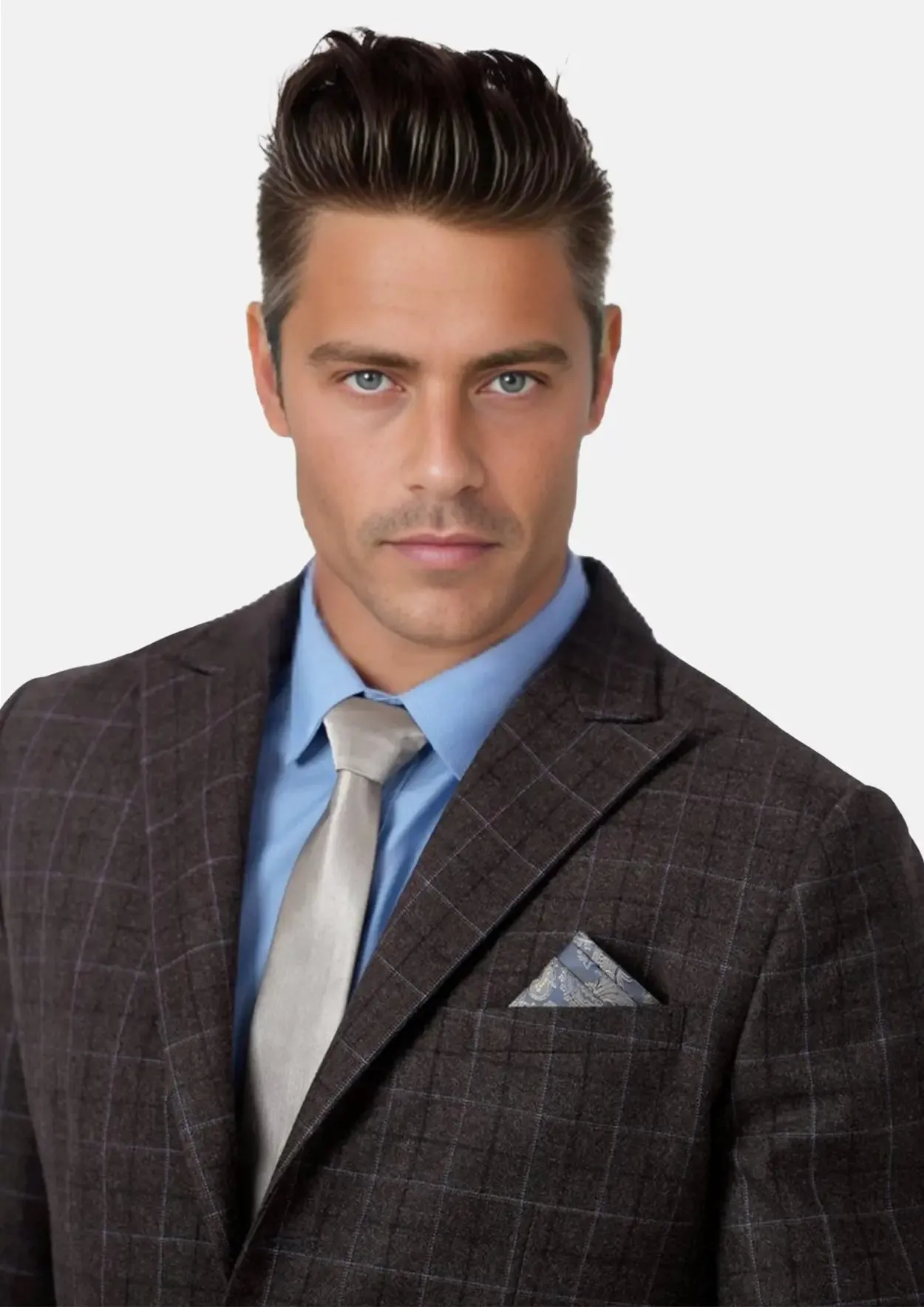 Montauk Cedar Brown Flannel Windowpane Suit