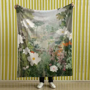 Moody Botanical Art Blanket Nature Blanket Tapestry Botanical Fairy Grunge Room Decor Fairycore Floral Cottagecore Blanket Botanical Throw, Nature Blanket 005