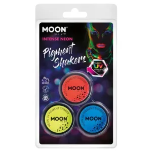 Moon Glow Intense Neon Uv Pigment Shakers, Red, Yellow, Blue