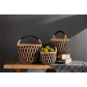 Mud Pie Black Woven Basket Set
