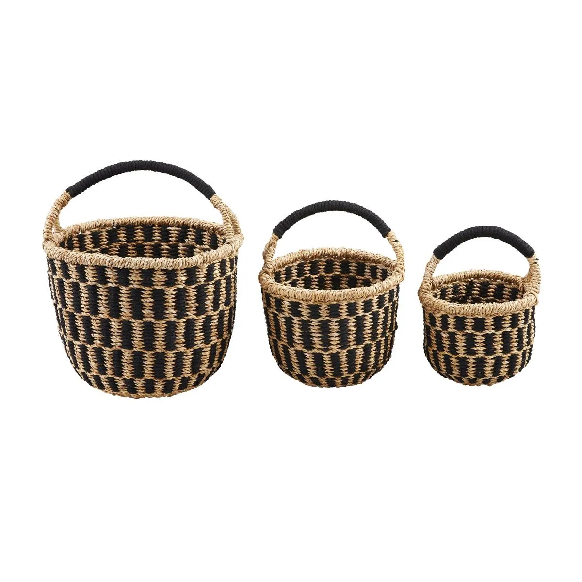 Mud Pie Black Woven Basket Set
