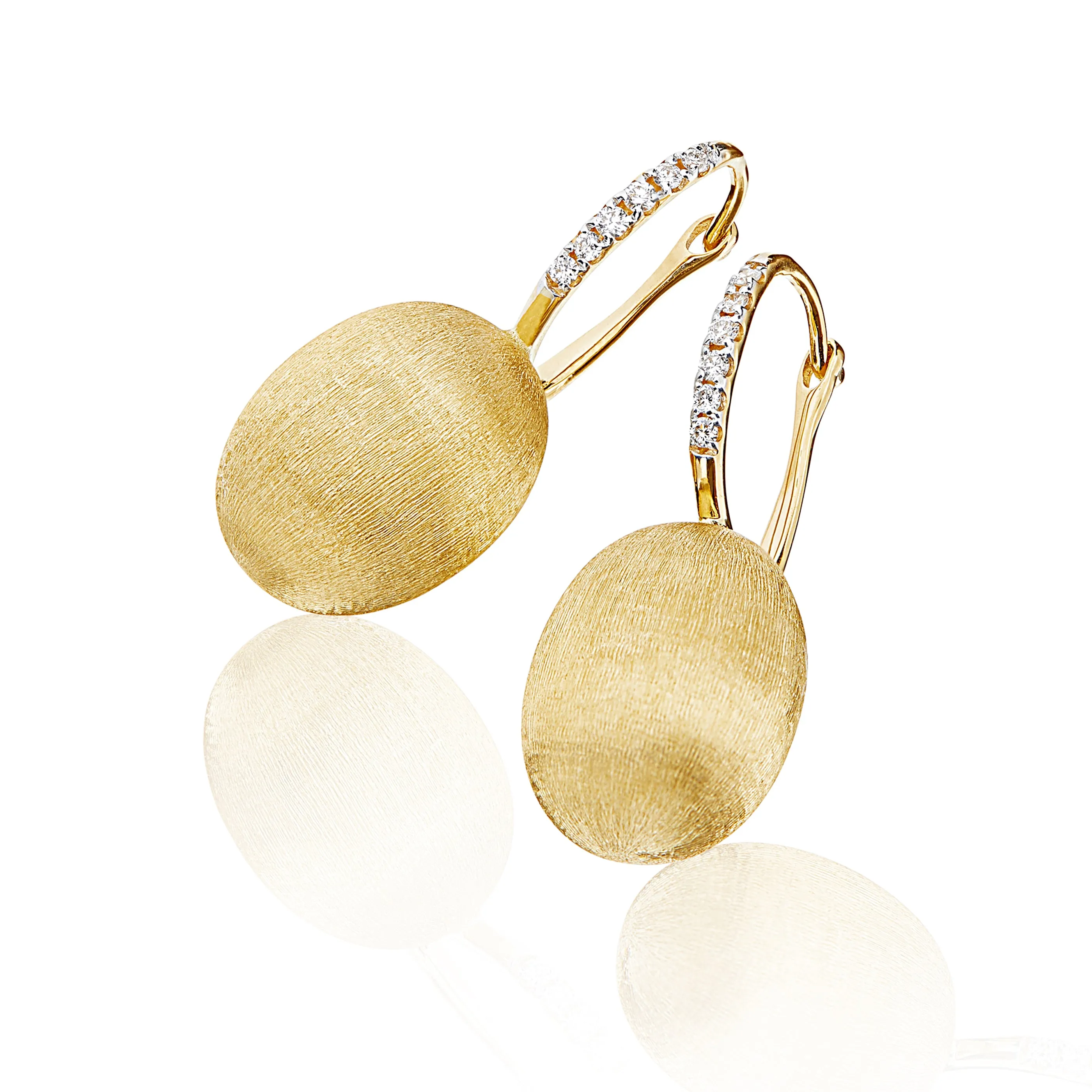 Nanis 18k Yellow Gold Large Ball Drop Earrings, Dias=.16tw G/VS