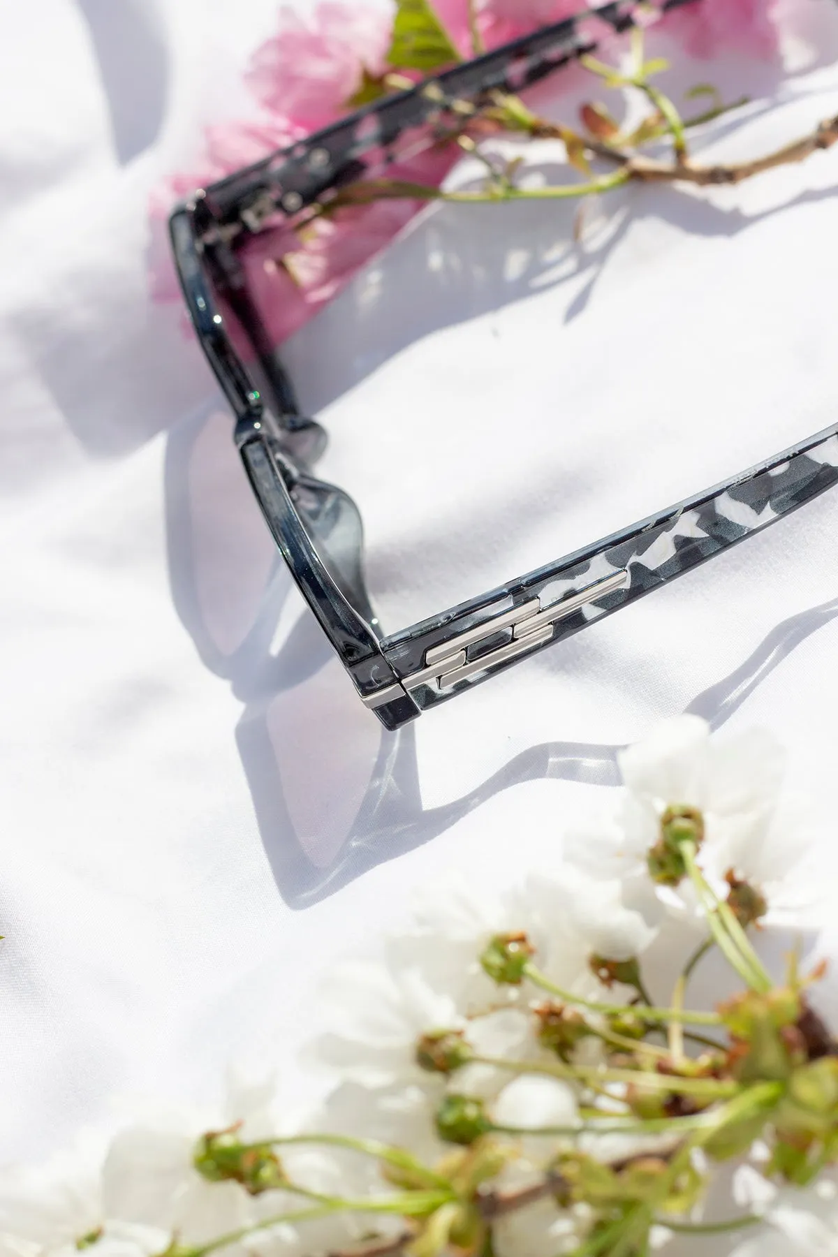 Narrow Hexagon Sunglasses with Metal Detail
