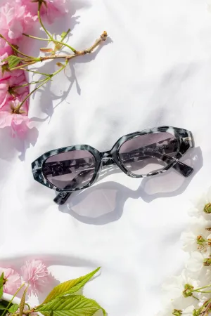 Narrow Hexagon Sunglasses with Metal Detail