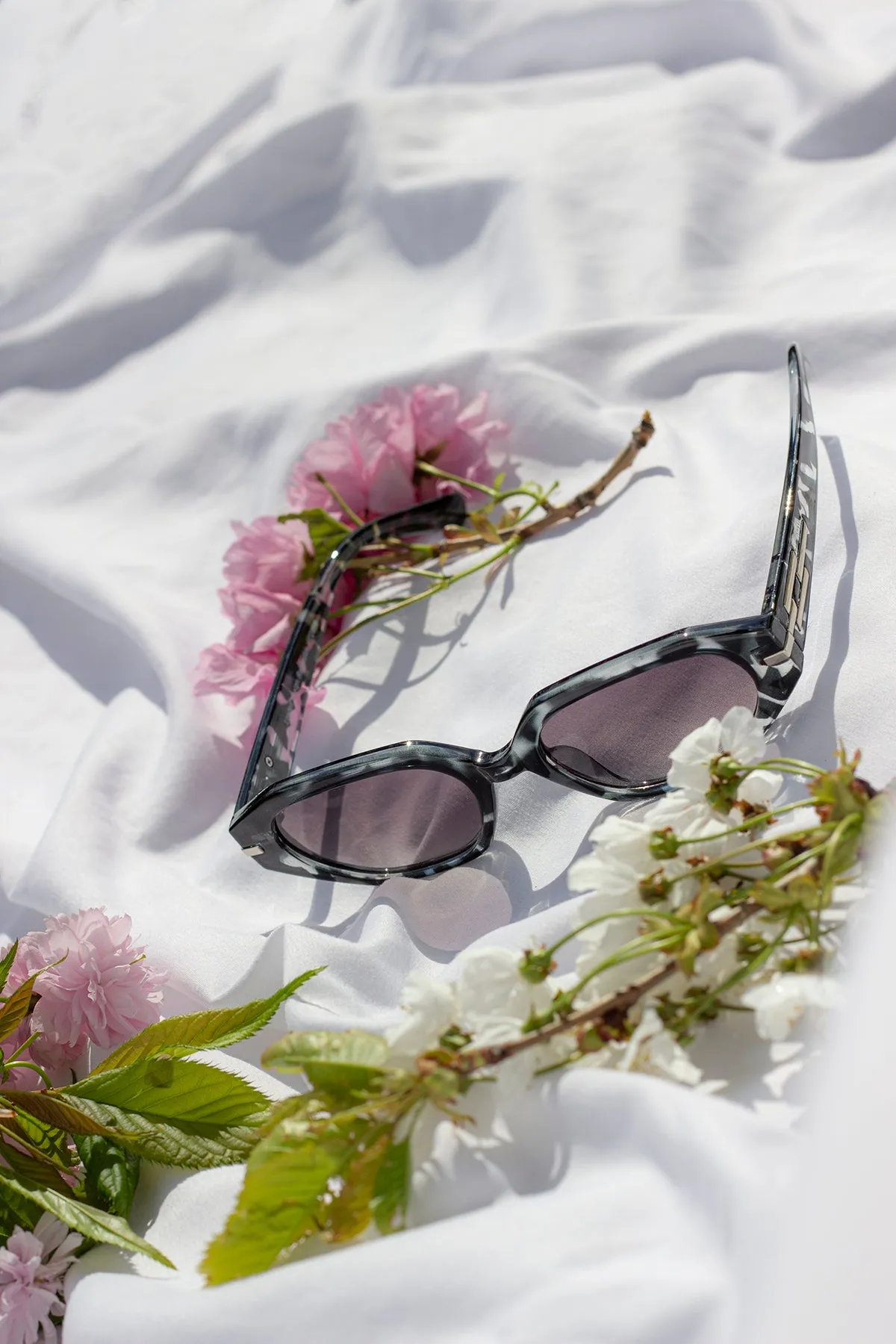 Narrow Hexagon Sunglasses with Metal Detail