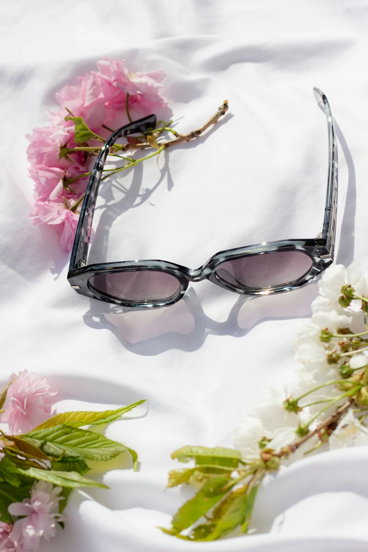 Narrow Hexagon Sunglasses with Metal Detail