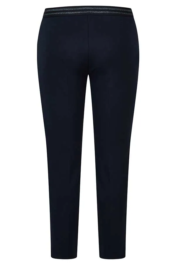 NAVY CONTRASTING ELASTIC WAISTBAND LEGGING TROUSER