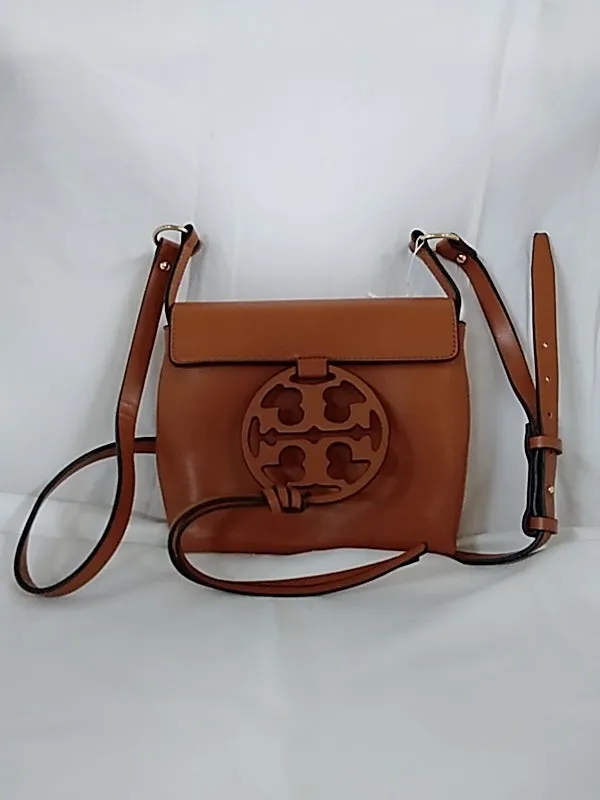 New TORY BURCH Miller Brown Crossbody Shoulder Bag Leather Camello