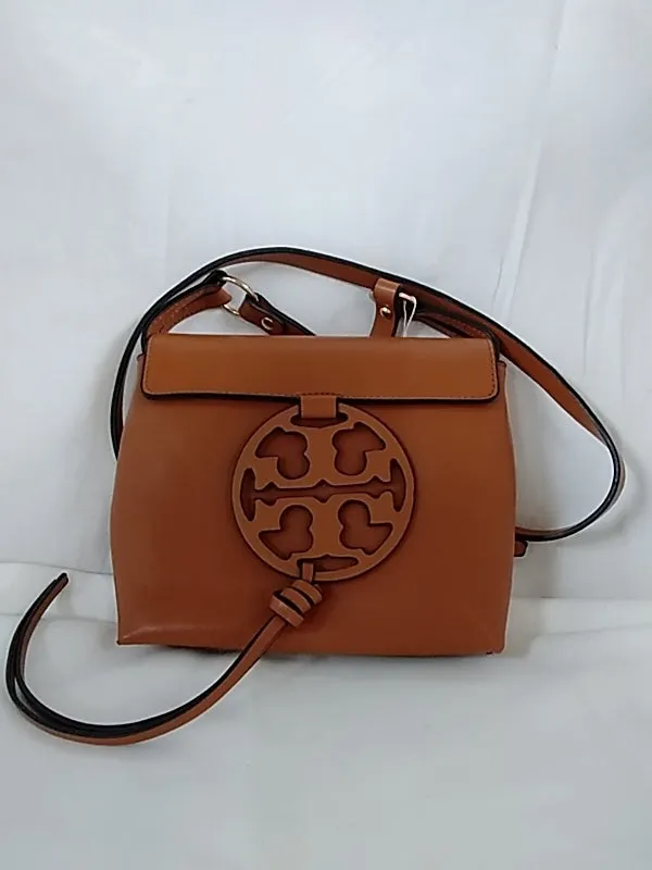 New TORY BURCH Miller Brown Crossbody Shoulder Bag Leather Camello