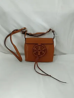 New TORY BURCH Miller Brown Crossbody Shoulder Bag Leather Camello