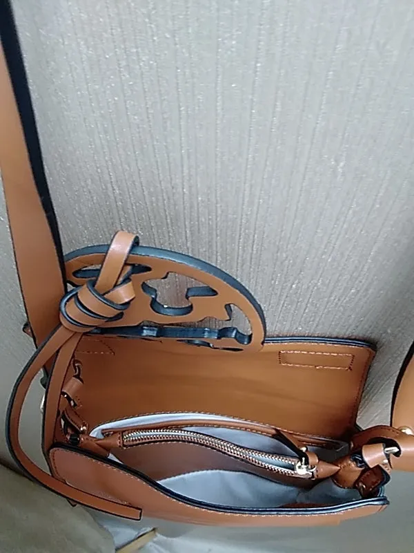 New TORY BURCH Miller Brown Crossbody Shoulder Bag Leather Camello