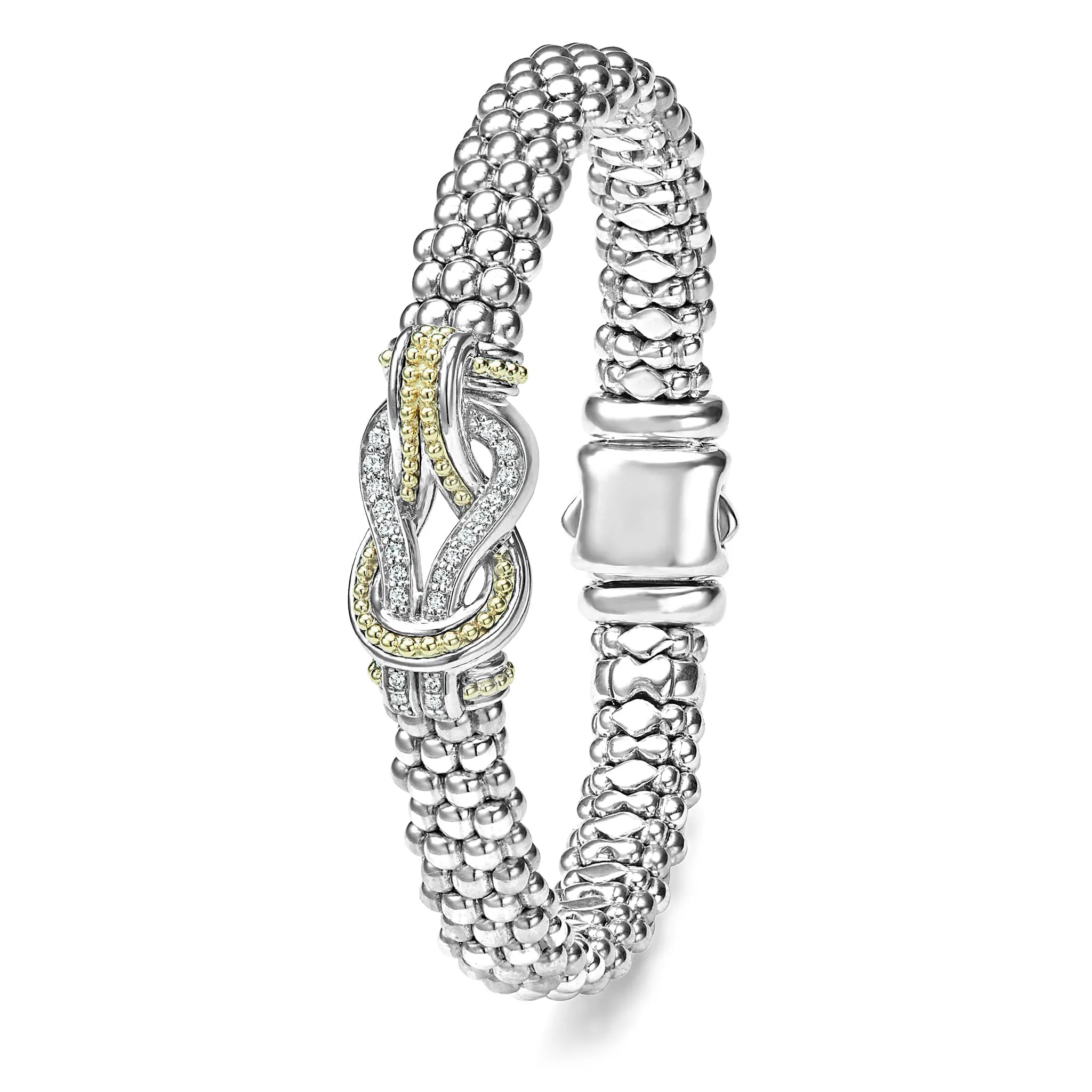 Newport Two-Tone Knot Caviar Diamond Bracelet | 9mm