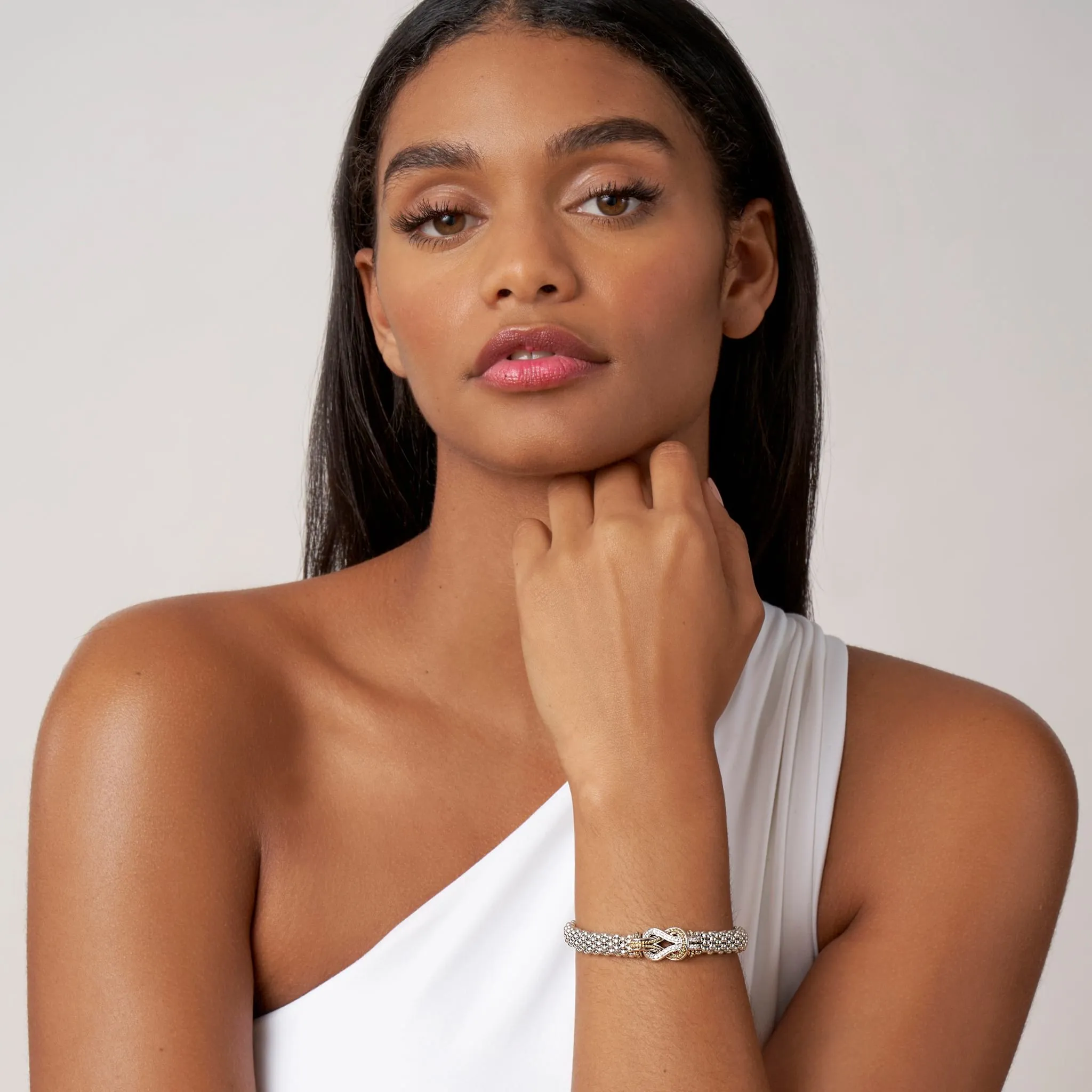 Newport Two-Tone Knot Caviar Diamond Bracelet | 9mm
