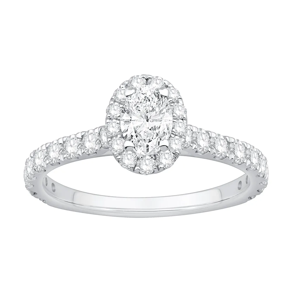 Oval Ring with 1.10ct of Laboratory Grown Diamonds in 9ct White Gold