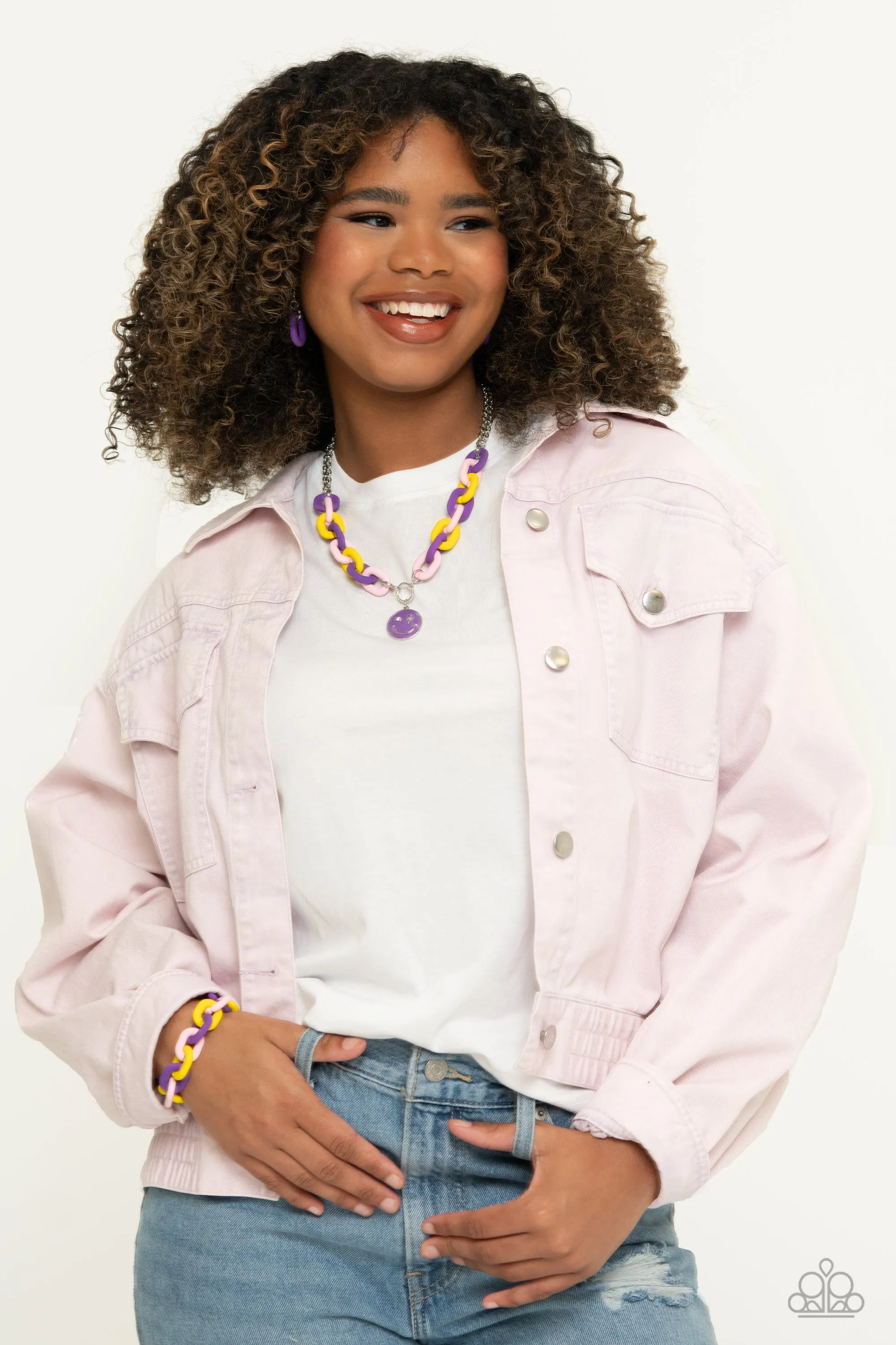 Paparazzi Speed SMILE Necklace Purple & Go the Extra SMILE Bracelet Purple