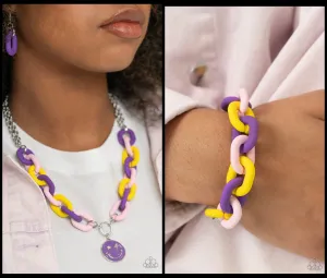 Paparazzi Speed SMILE Necklace Purple & Go the Extra SMILE Bracelet Purple
