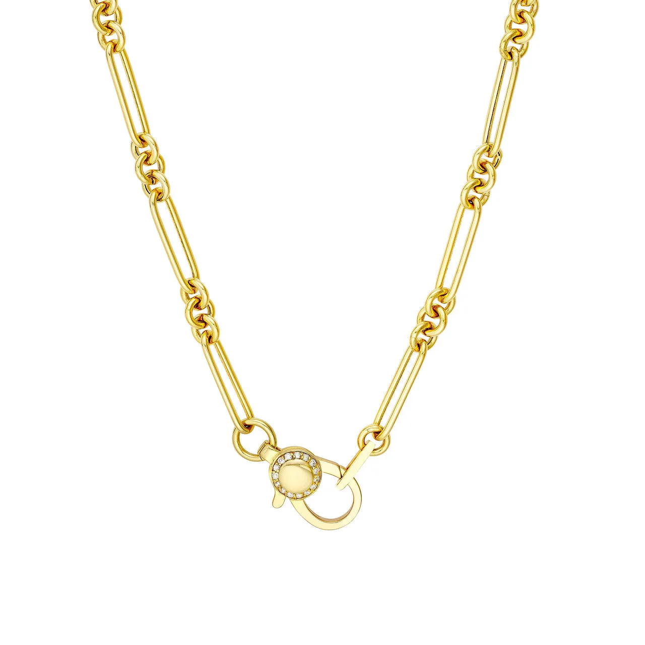 Paper Clip Necklace with Diamond Clasp