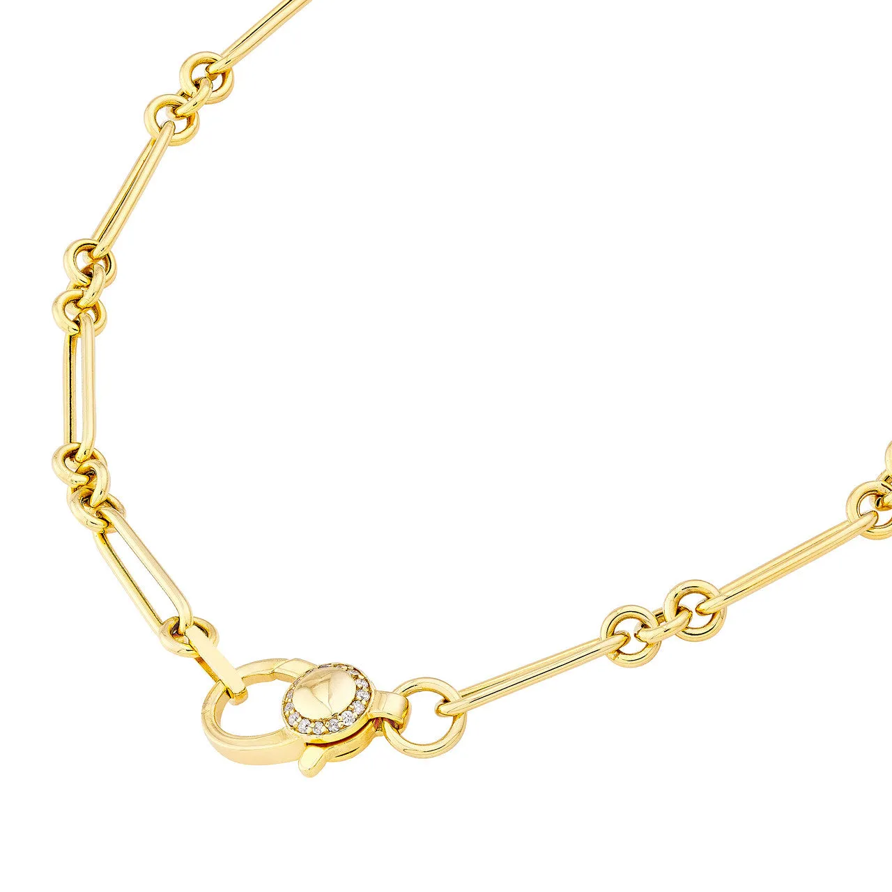Paper Clip Necklace with Diamond Clasp