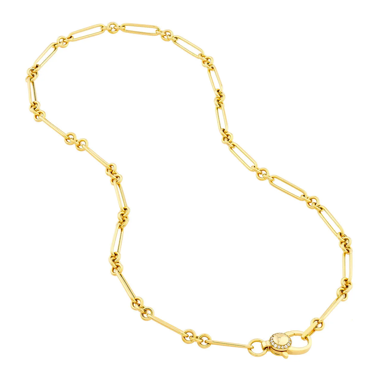 Paper Clip Necklace with Diamond Clasp