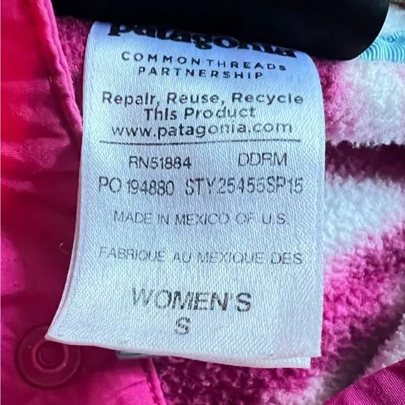 Patagonia patterned small fleece jacket s pink