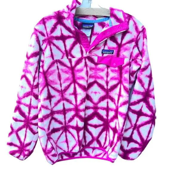 Patagonia patterned small fleece jacket s pink