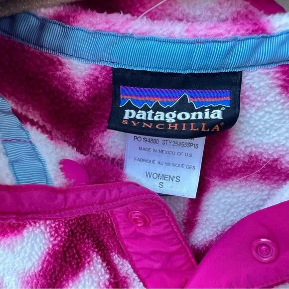 Patagonia patterned small fleece jacket s pink